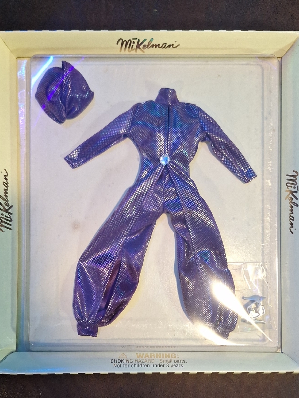 Rare Vintage MiKelman Purple Shimmer Jumpsuit with Hat - New - Fits Barbie